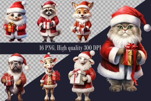 Christmas Animals with Gift Box Clipart: Illustrations Review