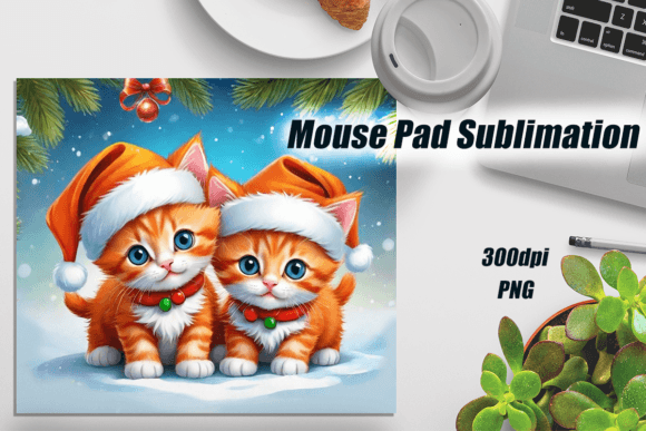 Christmas Cats Mouse Pad: Festive Illustrations