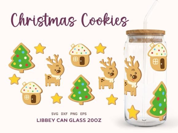 Christmas Cookies Can Glass 20oz SVG: Festive Illustrations