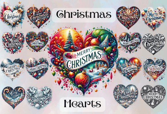 Christmas Hearts Clipart: Festive Illustrations