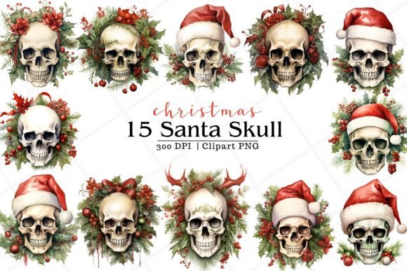 Christmas Skull Watercolor Clipart: Illustrations Review