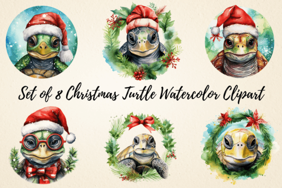 Christmas Turtle Watercolor Clipart & Illustrations Review