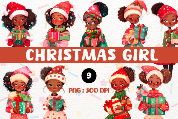 Cute Christmas Girl PNG Clipart for Illustrations