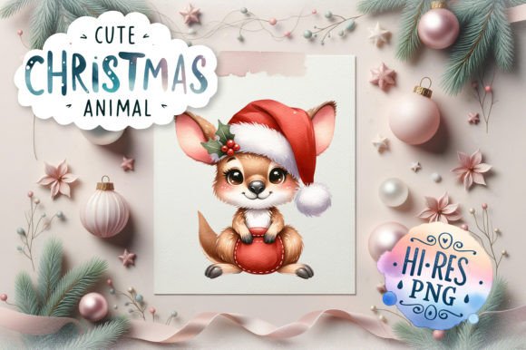Cute Christmas Kangaroo - Watercolor Illustrations Review