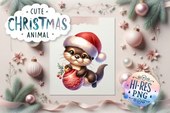 Cute Christmas Otter Watercolor Illustrations Review