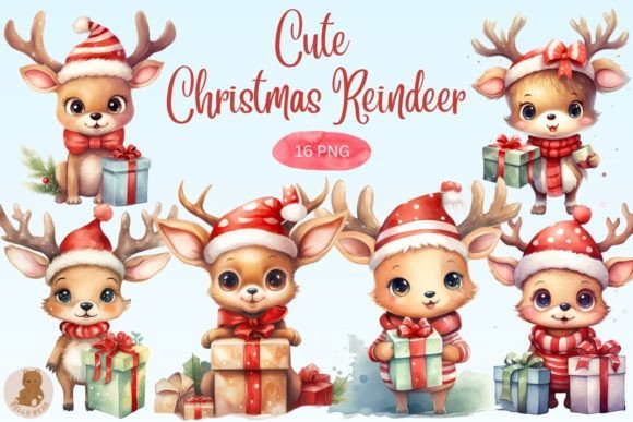 Cute Christmas Reindeer Bundle: Illustrations Review