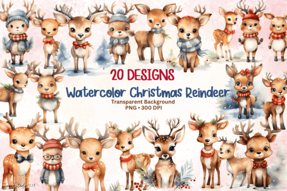 Cute Christmas Reindeer Clipart PNG for Festive Illustrations