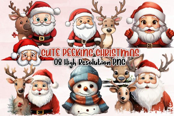 Cute Peeking Christmas Clipart PNG: Illustrations Review