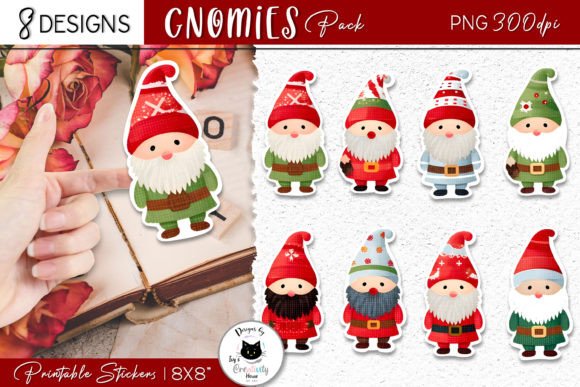 Kawaii Christmas Gnome Sticker Bundle: Festive Illustrations