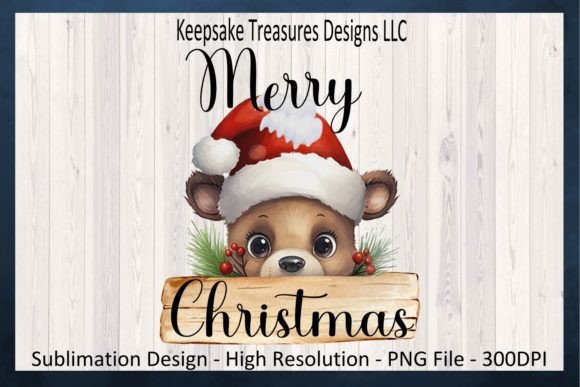 Merry Christmas Peeking Teddy Bear PNG: Festive Illustrations