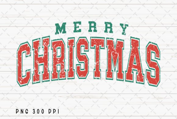 Merry Christmas Retro Varsity PNG Illustrations
