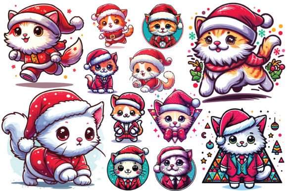 Review: 12 X Cat Wearing Christmas Hat Bundle Illustrations