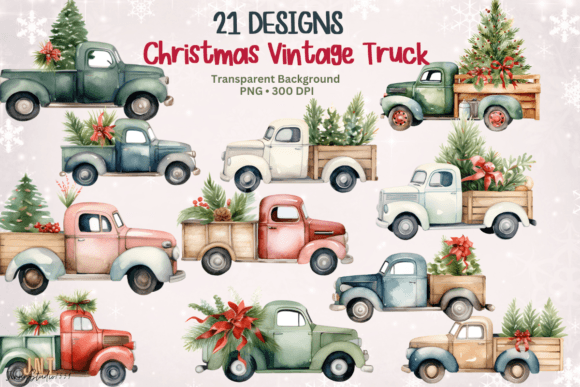 Review: Watercolor Christmas Vintage Truck PNG for Embroidery