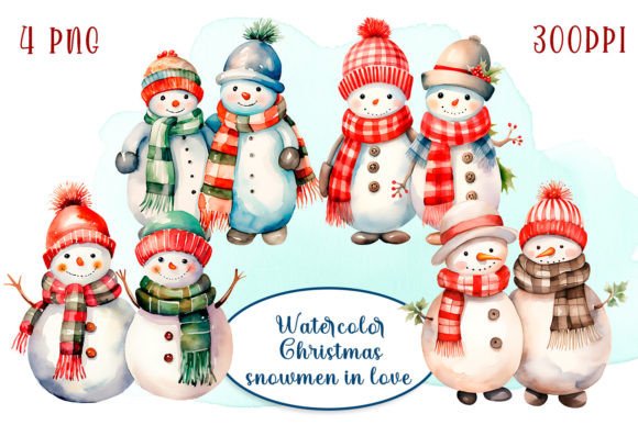 Reviewing Watercolor Christmas Snowmen in Love