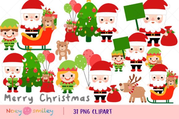 Santa Claus Clipart, Merry Christmas Illustrations