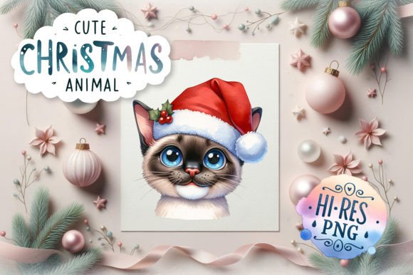 Siamese Cat Christmas Watercolor Illustrations Review