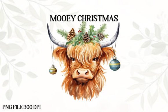 Vintage Christmas Farm Cow Sublimation Illustrations
