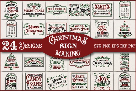 Vintage Christmas Sign SVG: Festive Illustrations