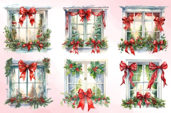 Watercolor Christmas Window PNG Clipart Review