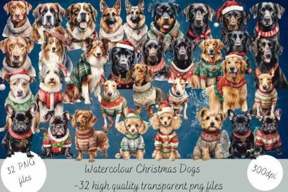 Watercolour Christmas Dogs Illustrations Review