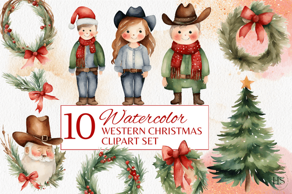 Western Christmas Watercolor Clipart: Illustrations Review